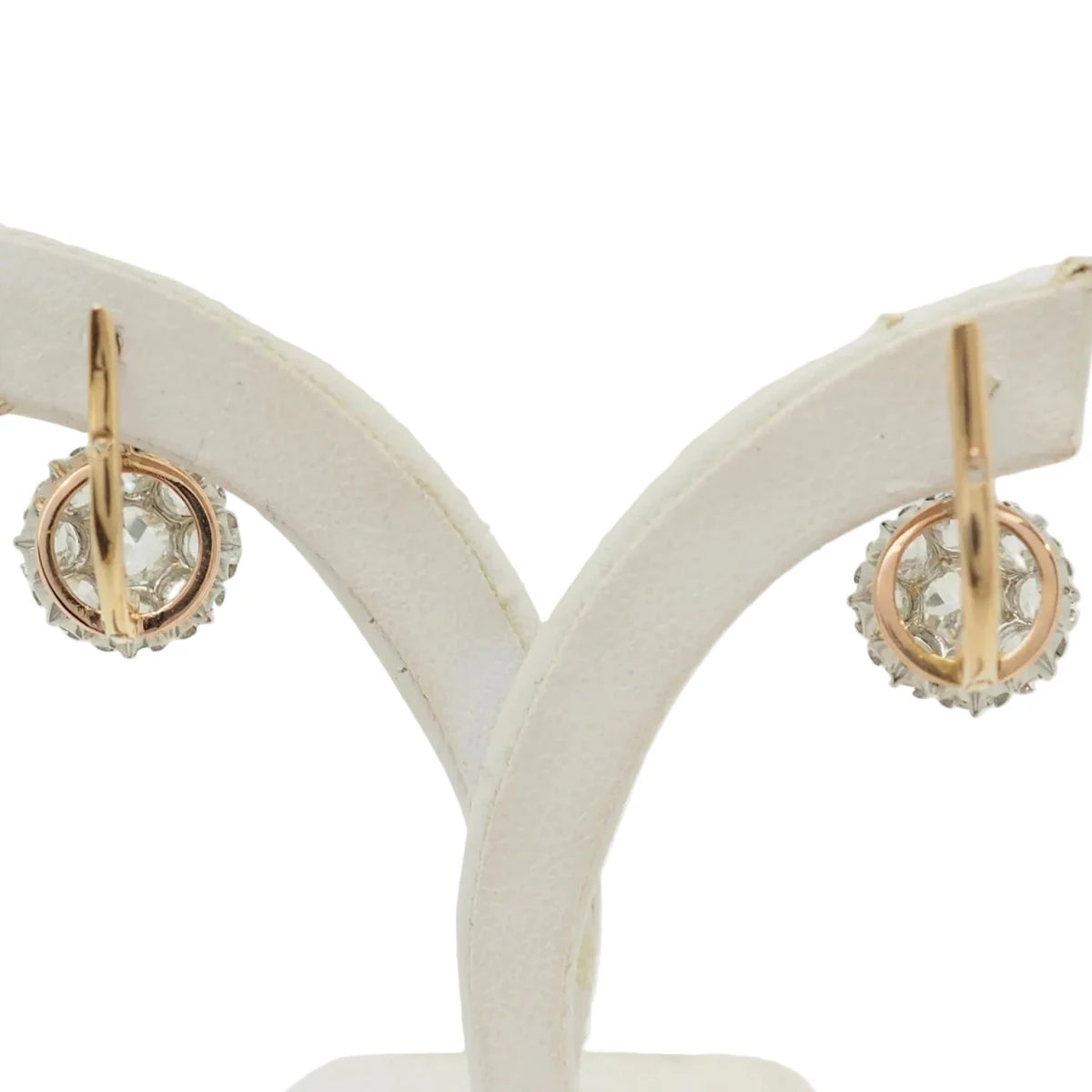 Boucles d'oreilles Dormeuses en or jaune, platine et diamants - Castafiore
