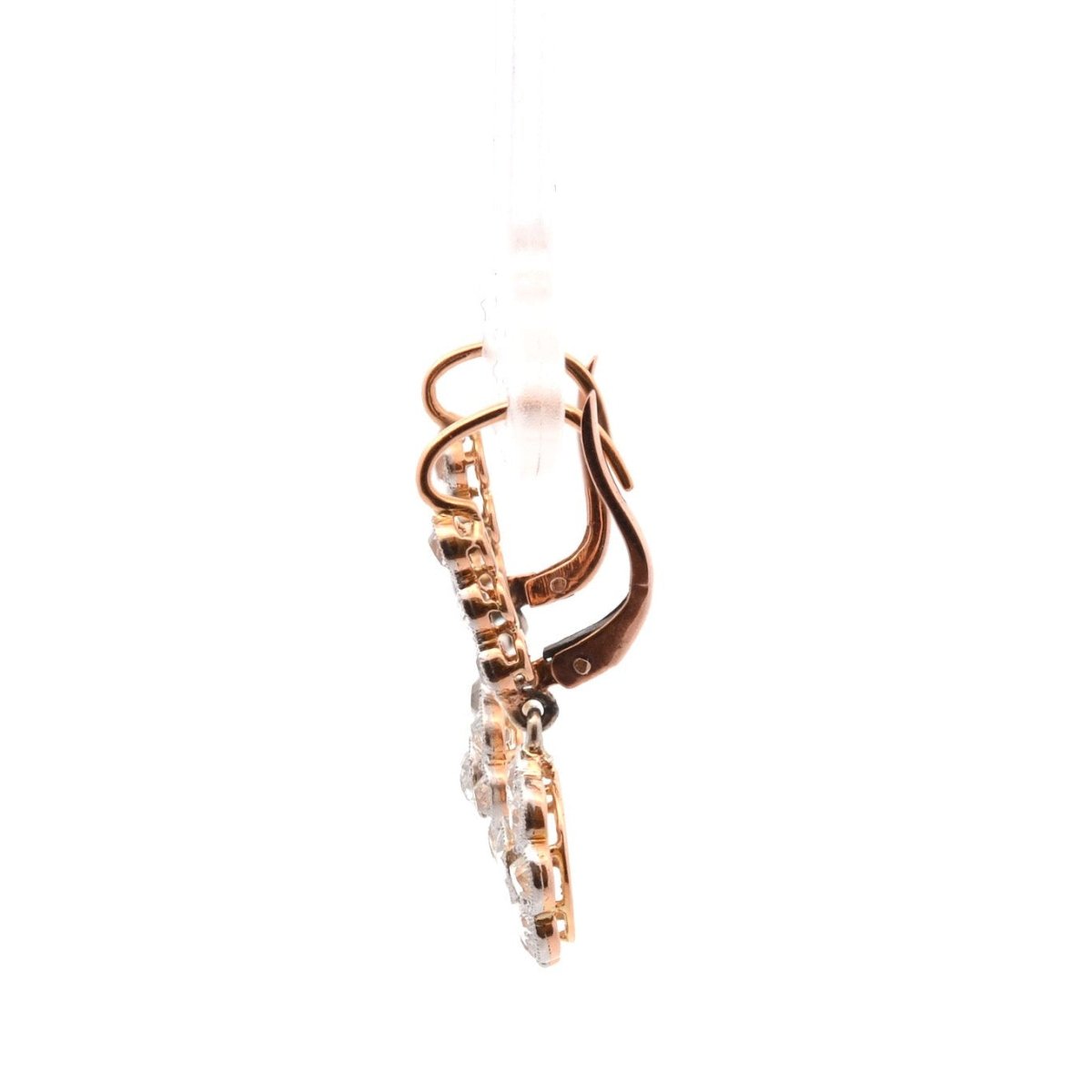 Boucles d'oreilles Dormeuses en or jaune, platine et diamants - Castafiore