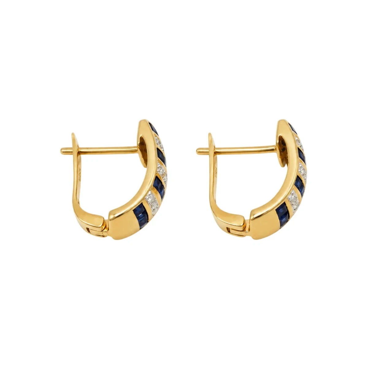 Boucles d’oreilles Dormeuses en or jaune, saphirs et diamants - Castafiore