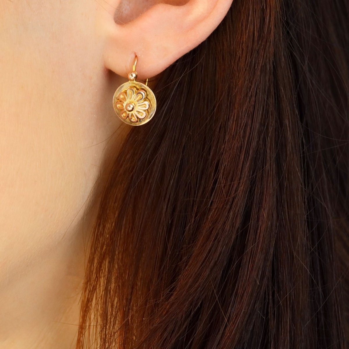 Boucles d'oreilles Dormeuses en or rose - Castafiore