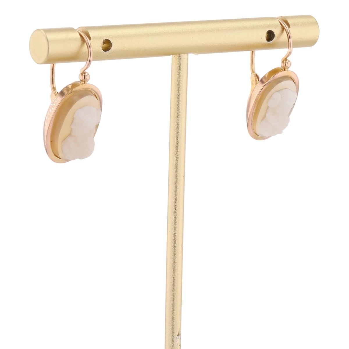 Boucles d'oreilles Dormeuses en or rose et agate - Castafiore