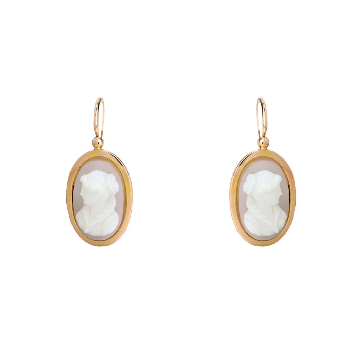 Boucles d'oreilles Dormeuses en or rose et agate - Castafiore