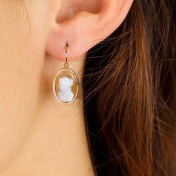 Boucles d'oreilles Dormeuses en or rose et agate - Castafiore