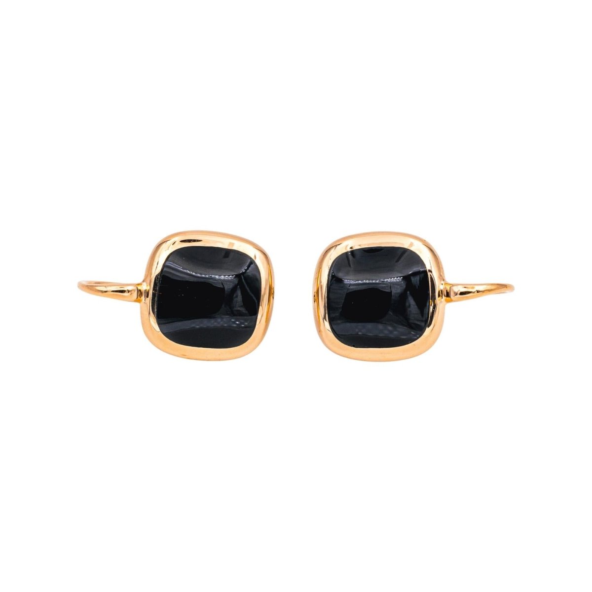 Boucles d'oreilles Dormeuses en or rose et onyx - Castafiore