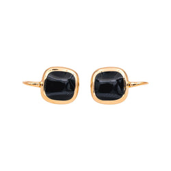 Boucles d'oreilles Dormeuses en or rose et onyx - Castafiore