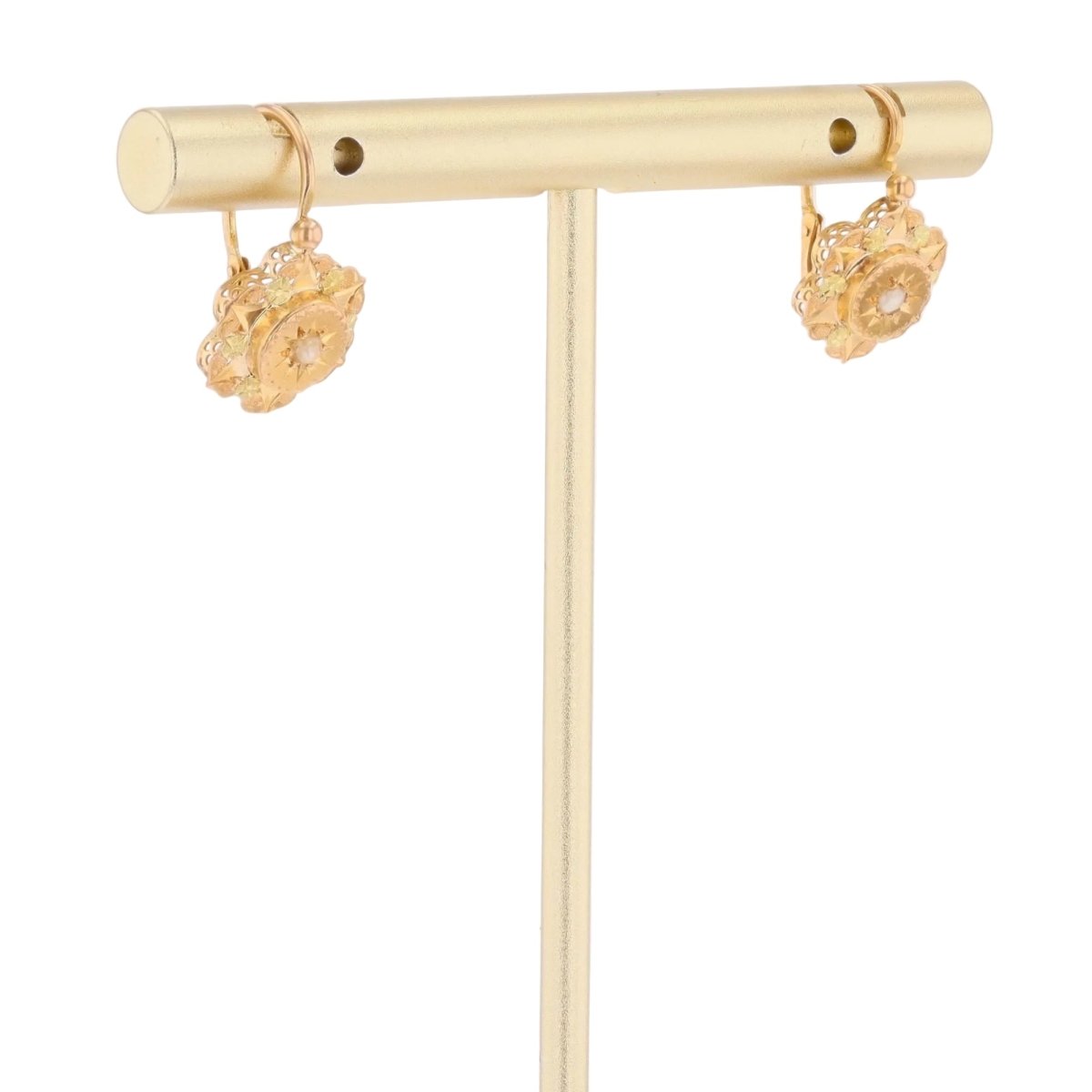 Boucles d'oreilles Dormeuses en or rose et perles - Castafiore