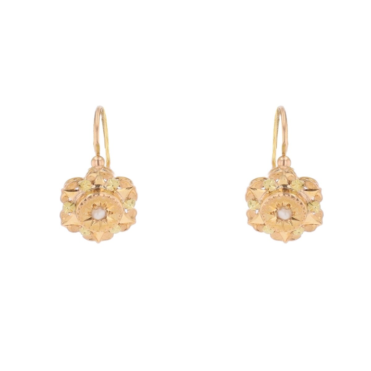 Boucles d'oreilles Dormeuses en or rose et perles - Castafiore