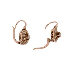 Boucles d'oreilles Dormeuses en or rose et perles - Castafiore