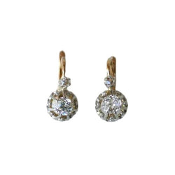 Boucles d'oreilles Dormeuses en or rose, platine et diamants - Castafiore