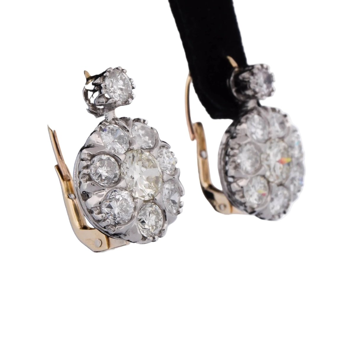 Boucles d'oreilles Dormeuses en platine et diamants - Castafiore