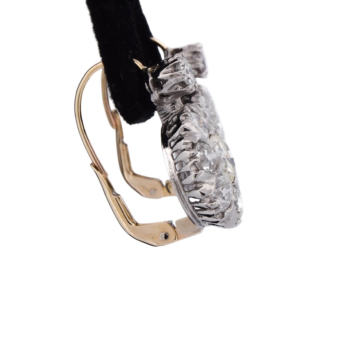 Boucles d'oreilles Dormeuses en platine et diamants - Castafiore
