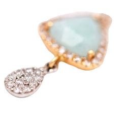 Boucles d'oreilles Dormeuses MEIRAT en or jaune, or blanc, amazonites et diamants - Castafiore