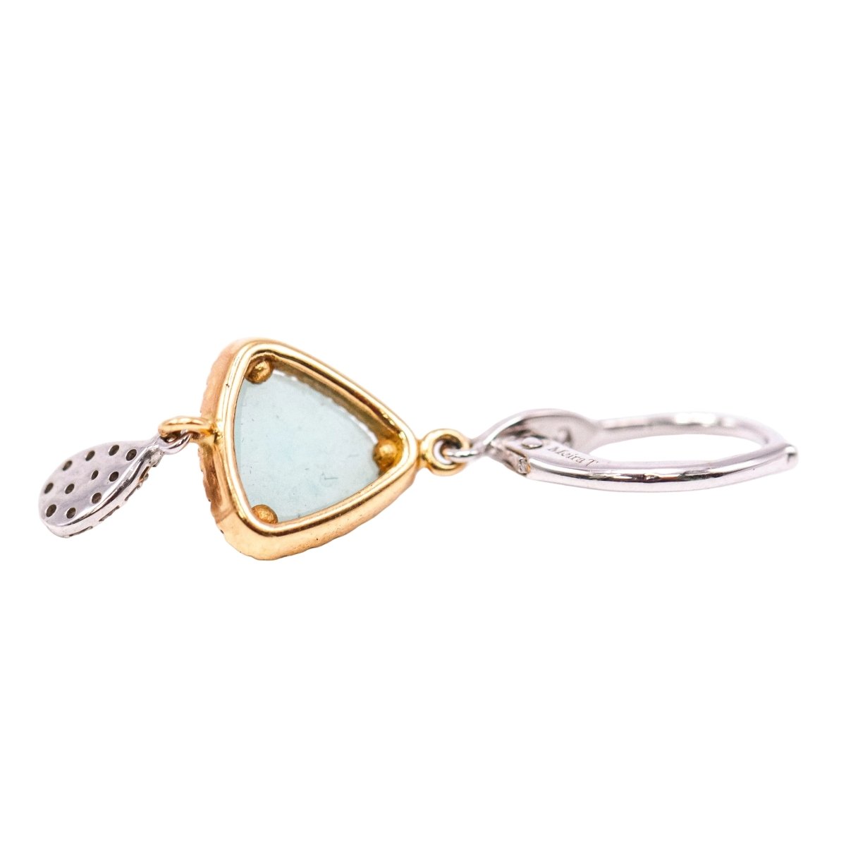 Boucles d'oreilles Dormeuses MEIRAT en or jaune, or blanc, amazonites et diamants - Castafiore