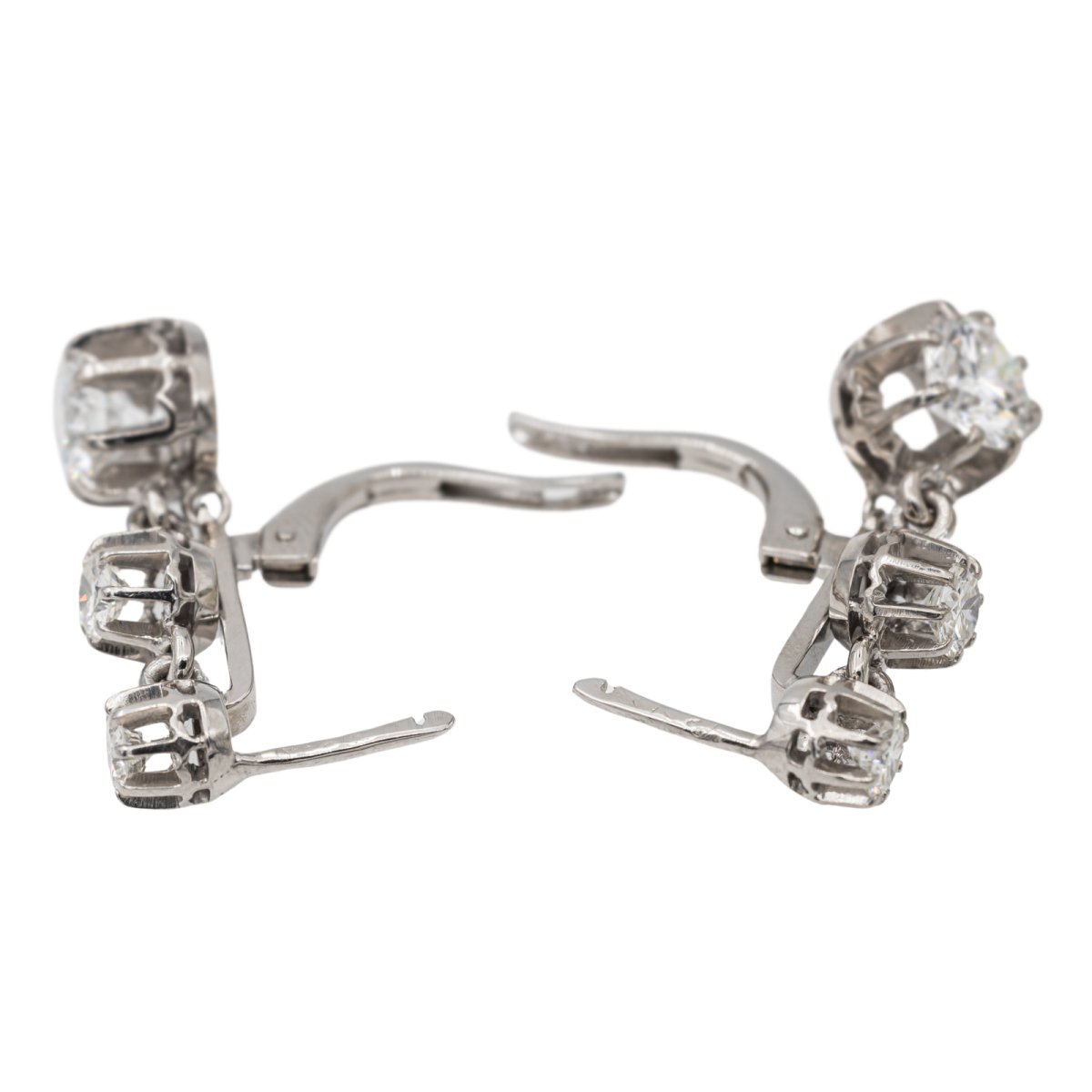 Boucles d'oreilles Dormeuses Or blanc Diamant - Castafiore