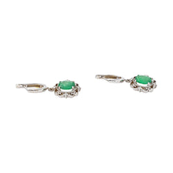 Boucles d'oreilles Dormeuses Or blanc Emeraude - Castafiore