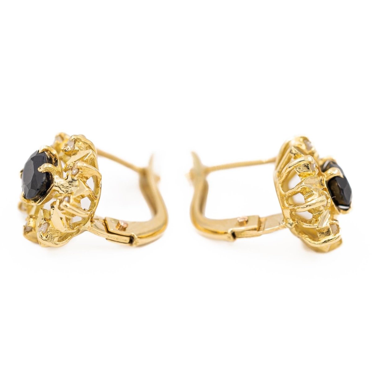 Boucles d'oreilles Dormeuses Or jaune Saphir - Castafiore