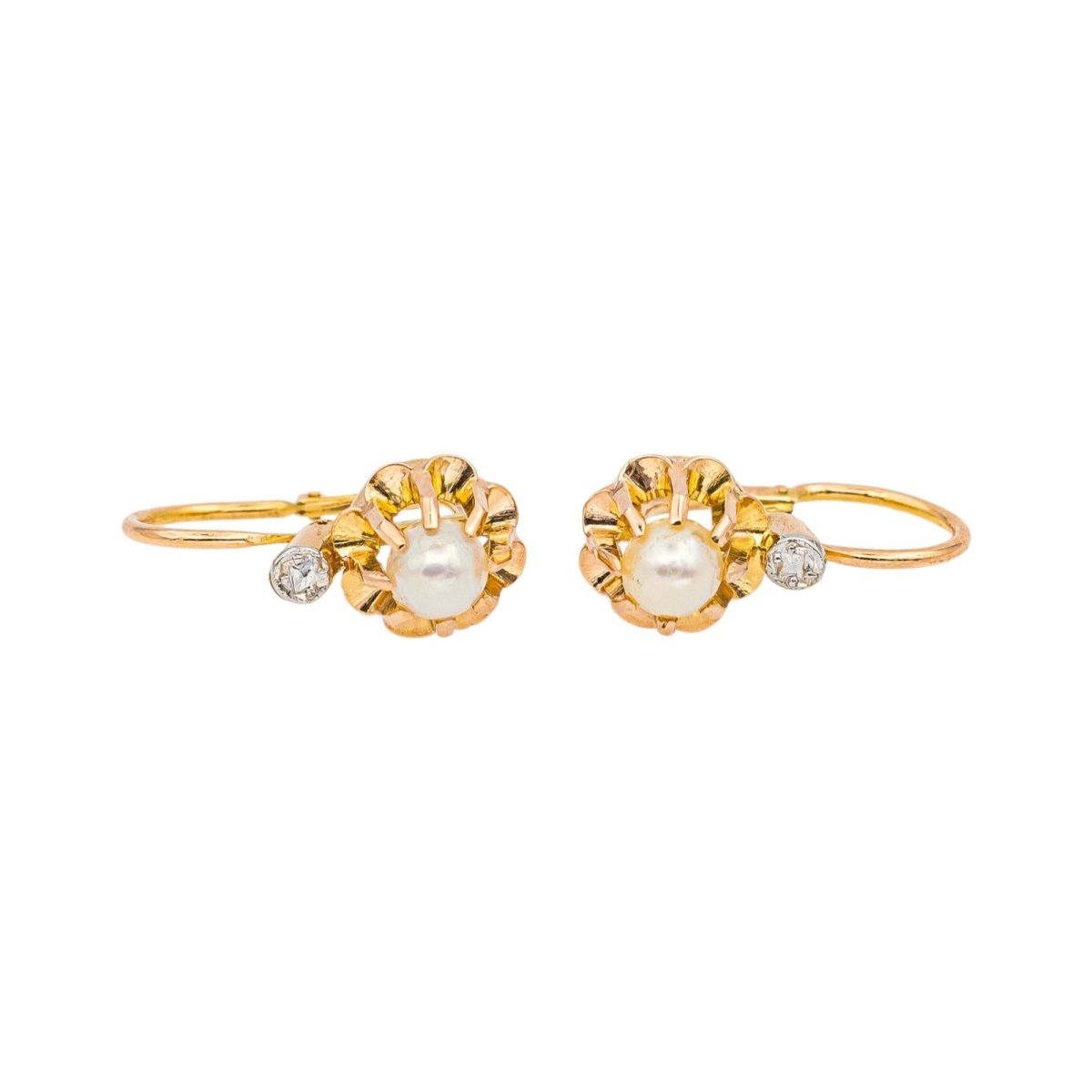 Boucles d'oreilles Dormeuses Or rose Perle - Castafiore