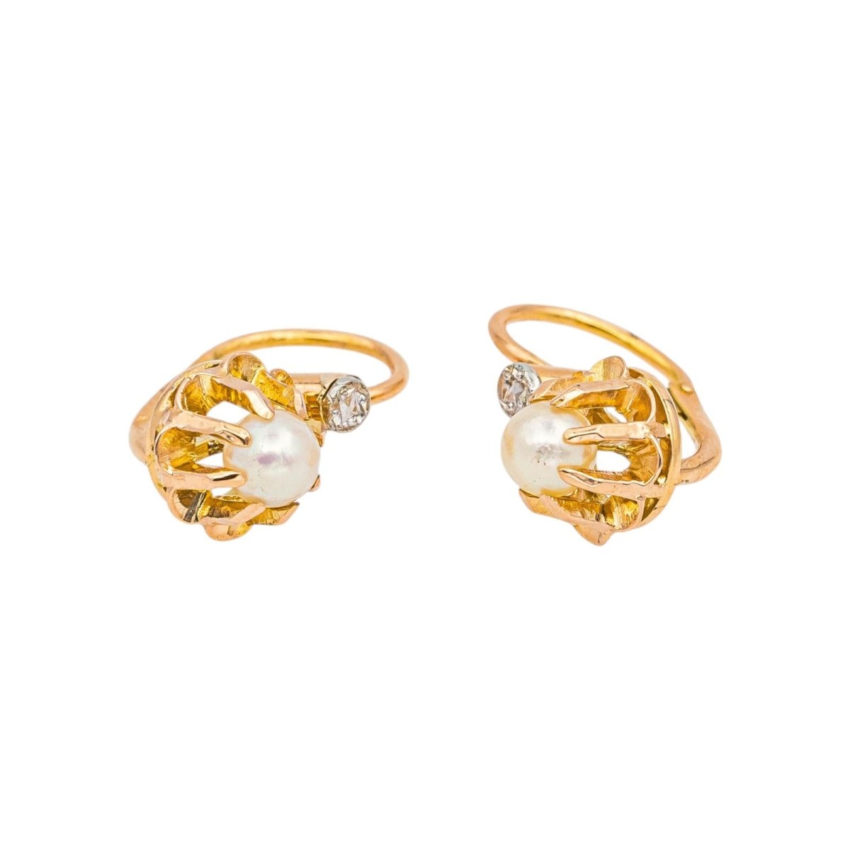 Boucles d'oreilles Dormeuses Or rose Perle - Castafiore