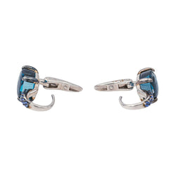 Boucles d'oreilles Dormeuses POMELLATO "Baby" en or blanc, topazes et saphirs - Castafiore