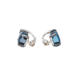 Boucles d'oreilles Dormeuses POMELLATO "Baby" en or blanc, topazes et saphirs - Castafiore