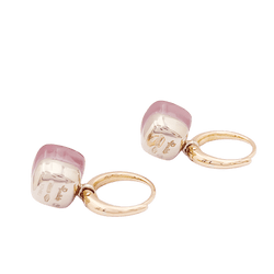 Boucles d'oreilles Dormeuses POMELLATO "Nudo" en or rose, or blanc et quartz - Castafiore