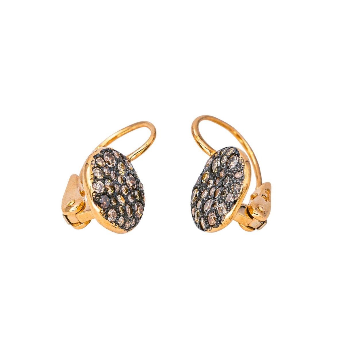 Boucles d'oreilles Dormeuses POMELLATO "Sabbia" en or rose et diamants - Castafiore