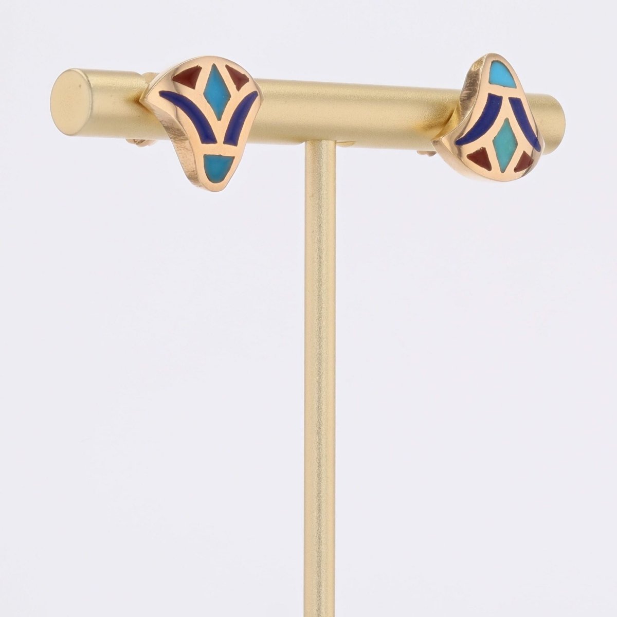 Boucles d'oreilles égyptiennes en or jaune et émail - Castafiore