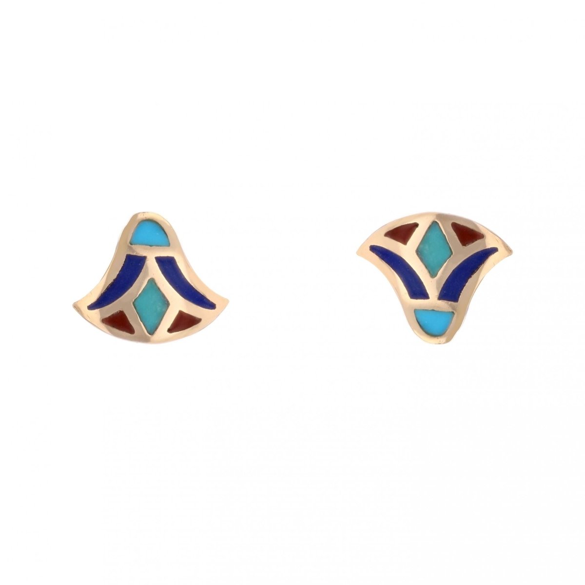 Boucles d'oreilles égyptiennes en or jaune et émail - Castafiore