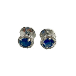 Boucles d'oreilles en or blanc et saphir - Castafiore