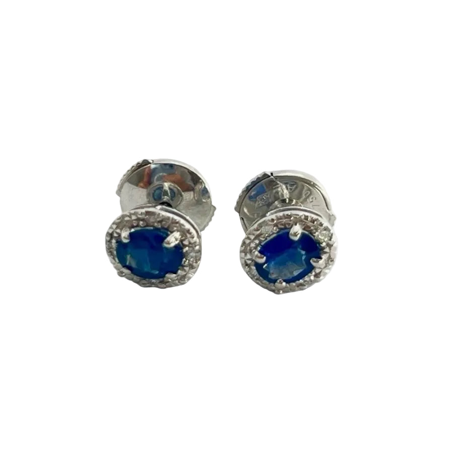 Boucles d'oreilles en or blanc et saphir - Castafiore