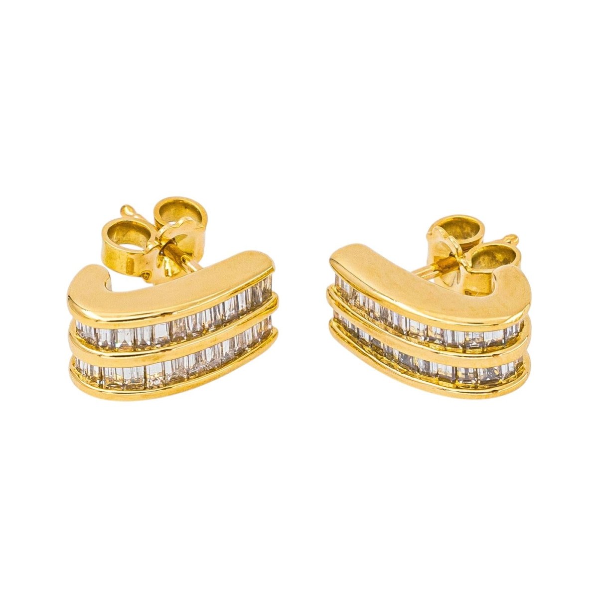 Boucles d'oreilles en or blanc, or jaune et diamants - Castafiore