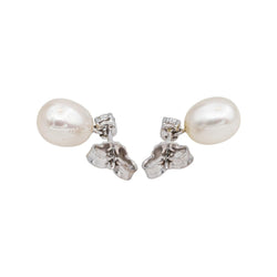 Boucles d'oreilles en or blanc, perles et diamants - Castafiore