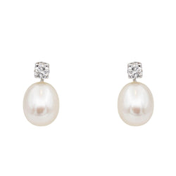 Boucles d'oreilles en or blanc, perles et diamants - Castafiore