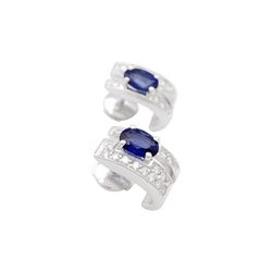 Boucles d'oreilles en or blanc, saphir et diamants - Castafiore