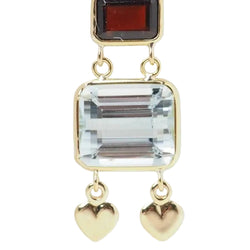 Boucles d'oreilles en or jaune, aigue marine et grenat - Castafiore