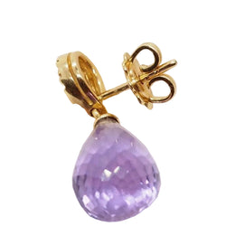 Boucles d'oreilles en or jaune, améthystes briolettes et diamants - Castafiore