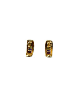 Boucles d'oreilles en or jaune, citrine, topaze bleue, péridot et améthyste - Castafiore
