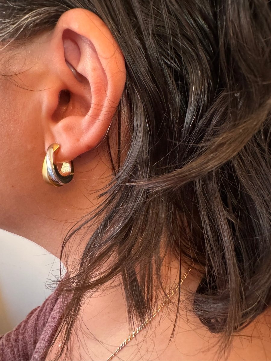 Boucles d'oreilles en or jaune et blanc - Castafiore