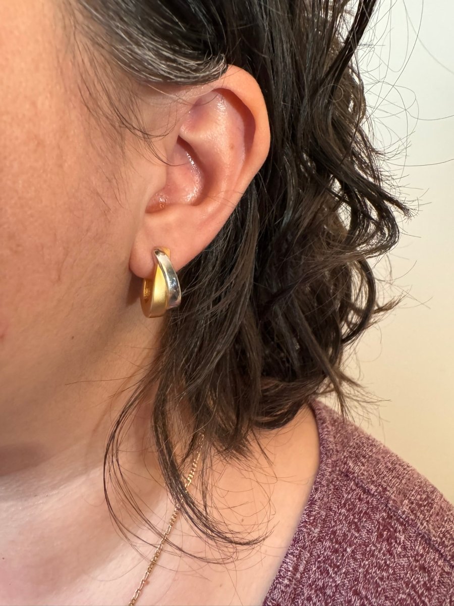 Boucles d'oreilles en or jaune et blanc - Castafiore