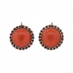 Boucles d'oreilles en or jaune et corail - Castafiore