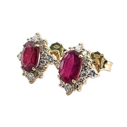 Boucles d'oreilles en or jaune, rubis et diamants - Castafiore
