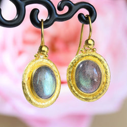 Boucles d'oreilles GURHAN en or jaune et labradorite - Castafiore