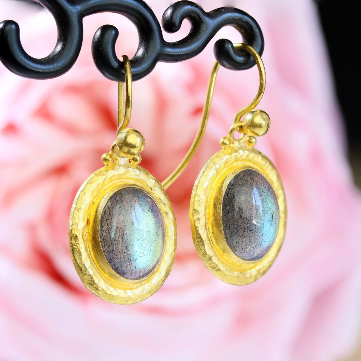 Boucles d'oreilles GURHAN en or jaune et labradorite - Castafiore