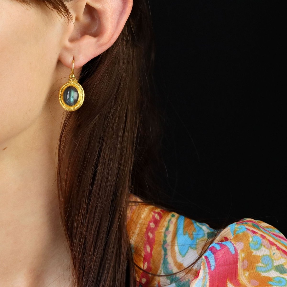 Boucles d'oreilles GURHAN en or jaune et labradorite - Castafiore