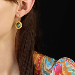 Boucles d'oreilles GURHAN en or jaune et labradorite - Castafiore