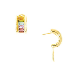 Boucles d'oreilles H. STERN "Rainbow" en or jaune, améthystes, citrines, péridots, topazes bleues et diamants - Castafiore