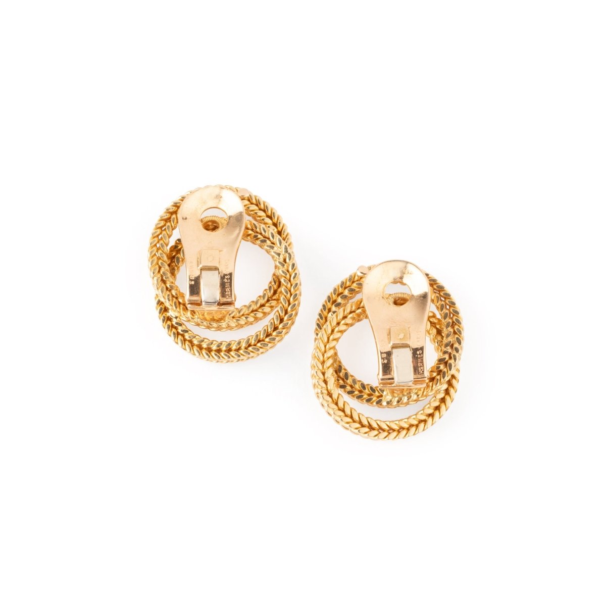 Boucles d'oreilles HERMÈS en or jaune, poinçon Georges Lenfant - Castafiore