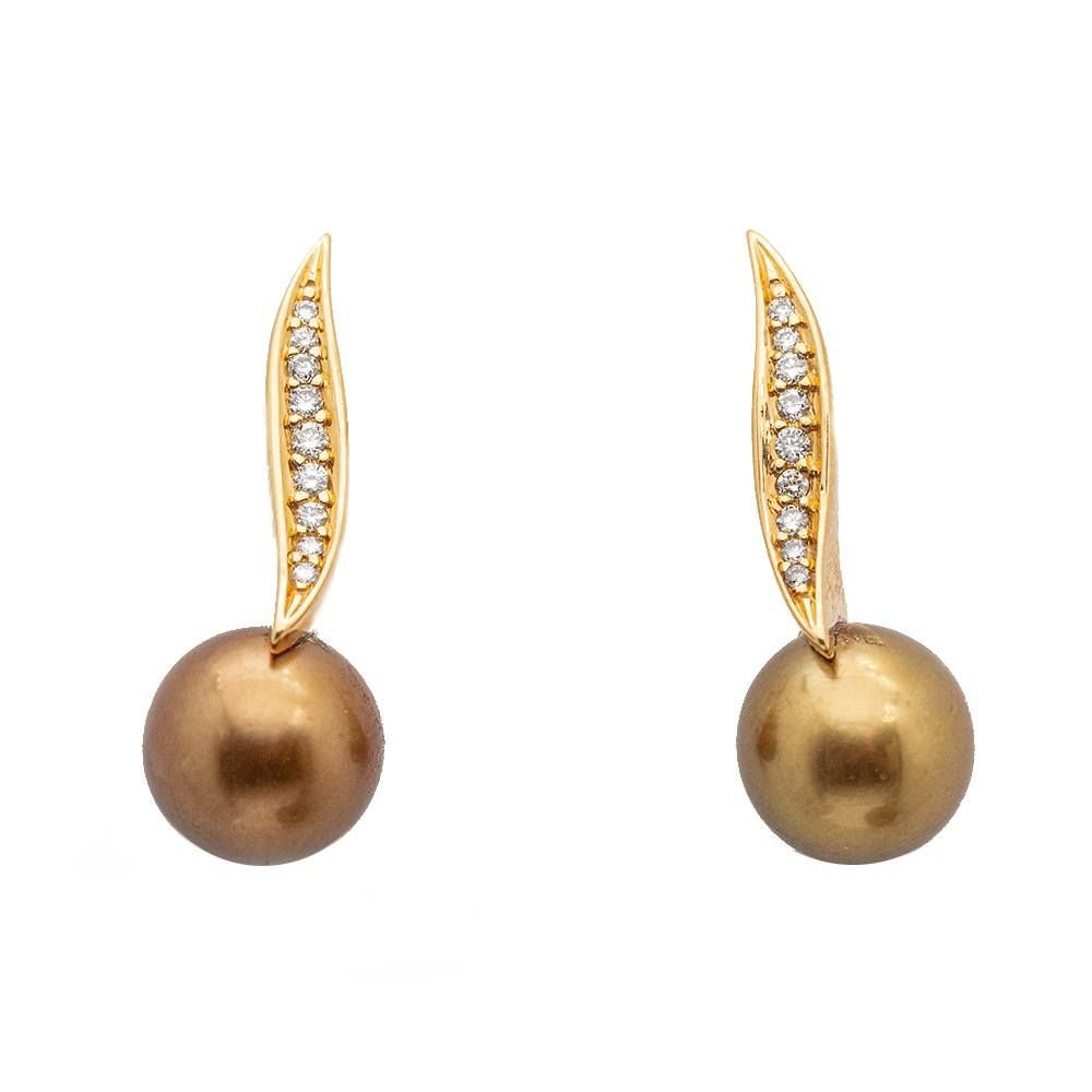 Boucles d'oreilles LARGÉ en or, perles et diamants - Castafiore