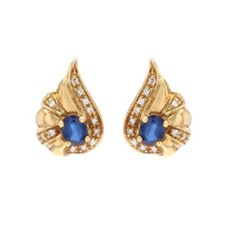 Boucles d'oreilles Noeud en or jaune, saphirs et diamants - Castafiore