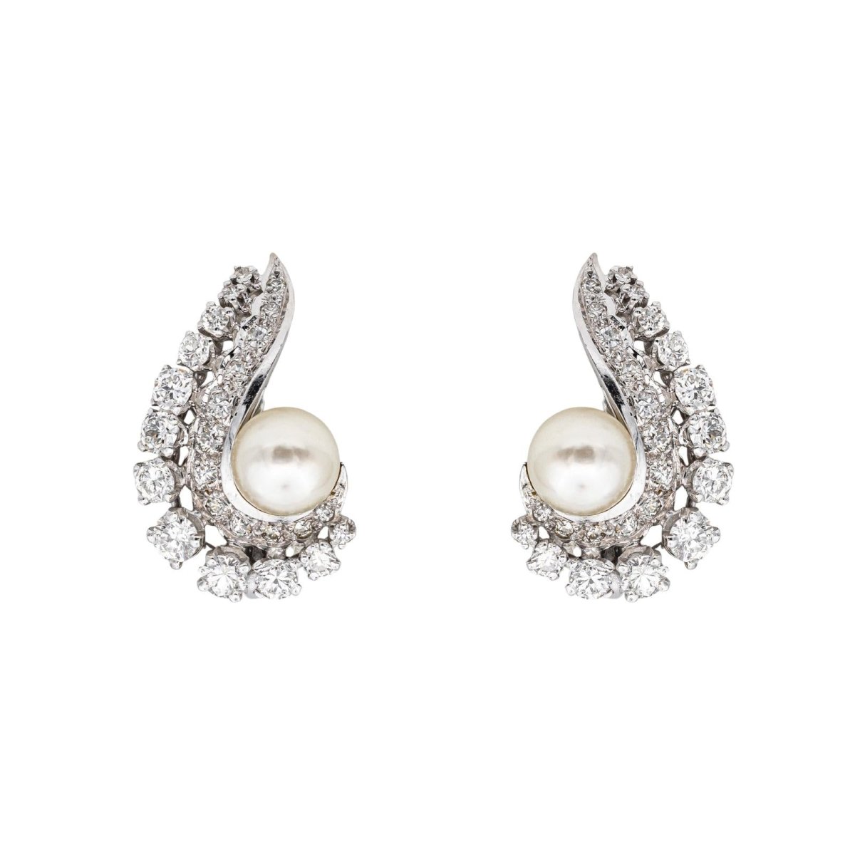 Boucles d'oreilles Or blanc Perle - Castafiore